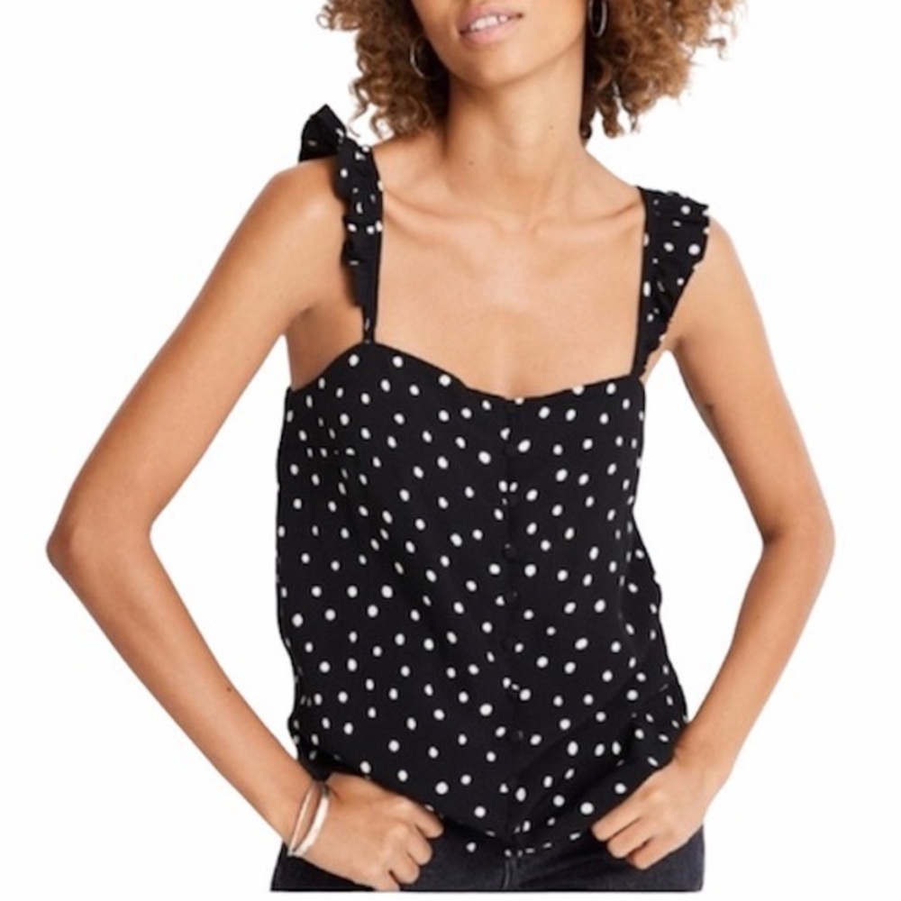 Madewell polka dot ruffle tank
